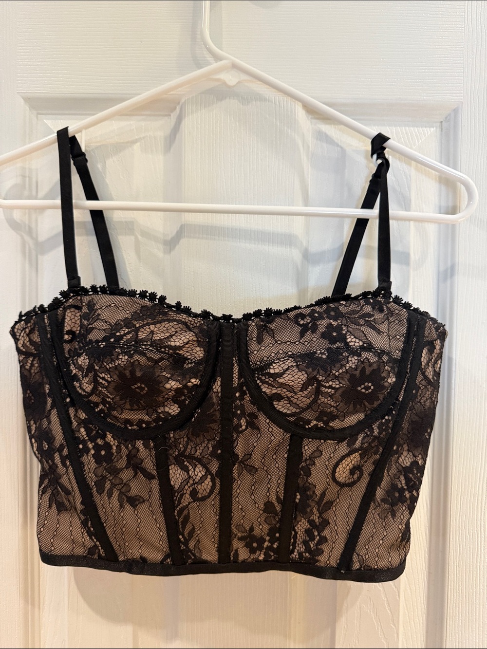 Olivaceous Black Lace Longline Bustier